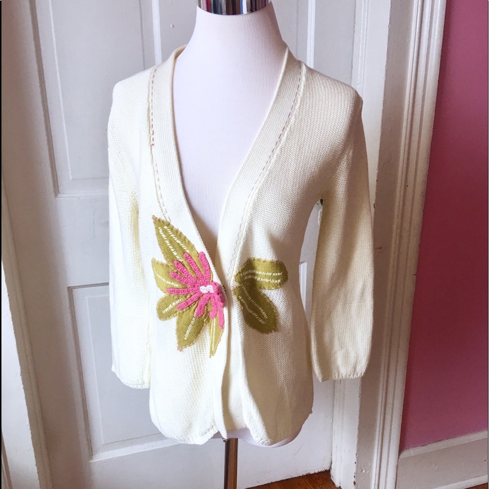 Anthropologie Field And Flower sweater water lily